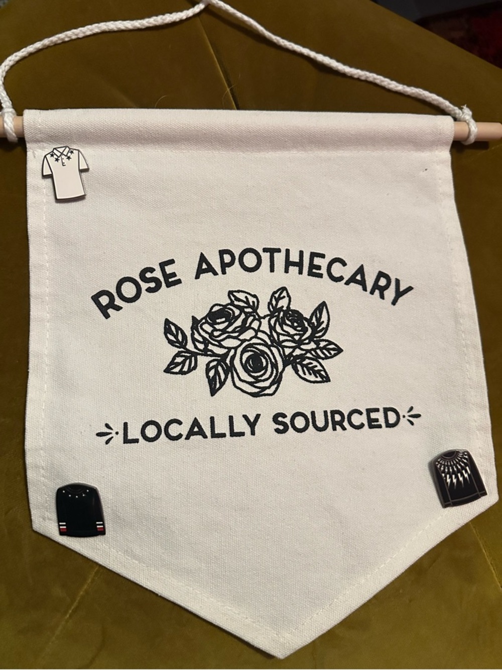 Schitt’s Creek Rose Apothecary 'Locally Sourced' Canvas Banner with 3 Pins
